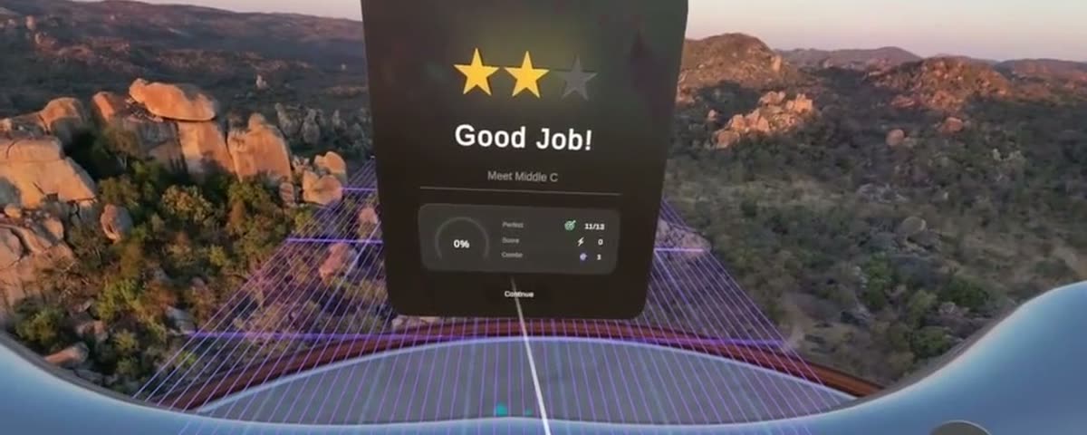 A 'Good Job' score card with stars rating a Museverse performance