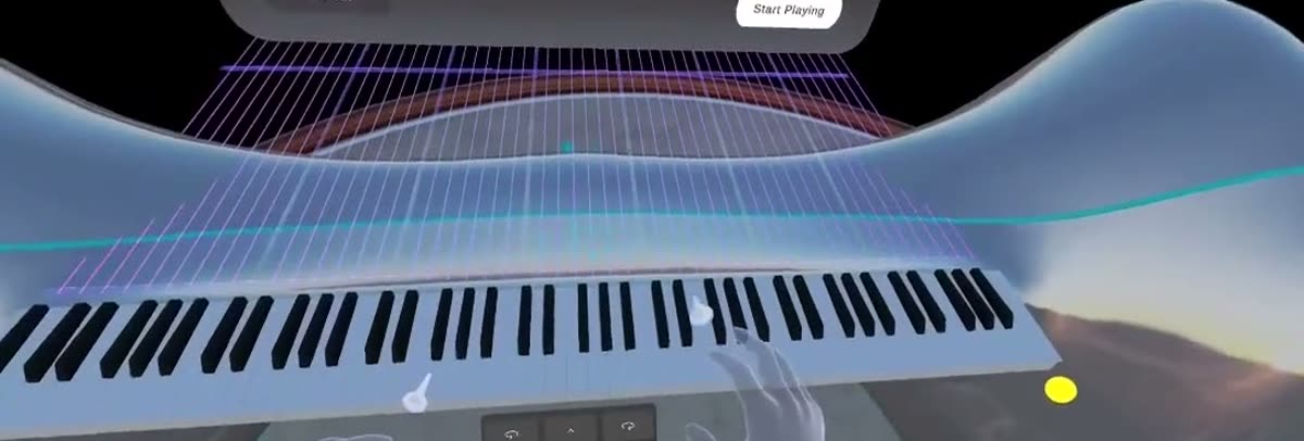 Virtual piano aligned over a real keyboard in Museverse